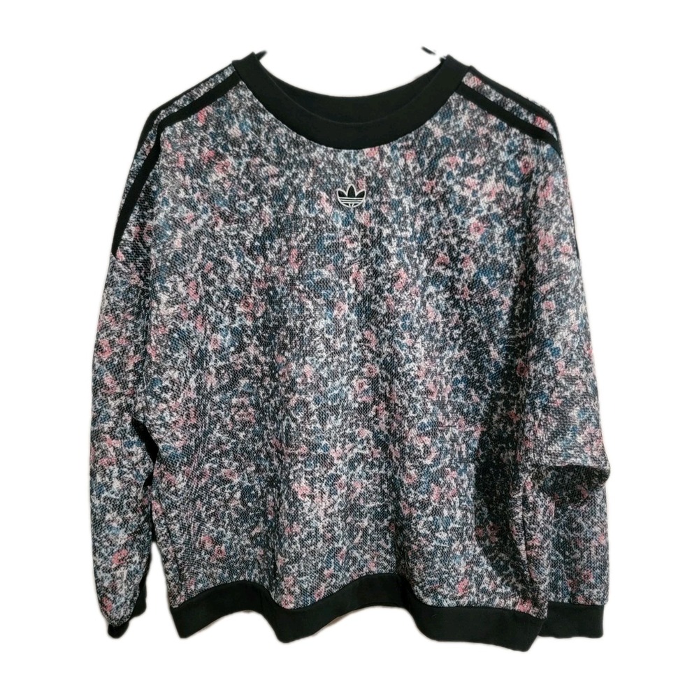 Adidas Originals XL Textured Floral Sweatshirt‎ GN3041 Primegreen Blue Pink Top